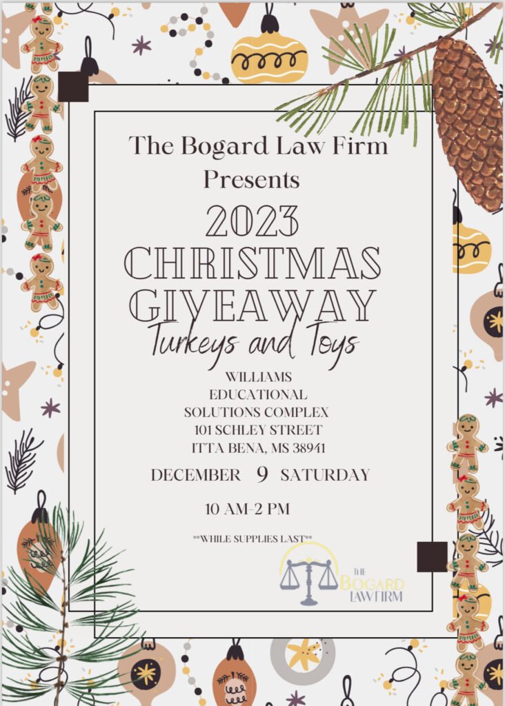 Bogard Law Firm Presents 2023 Christmas Giveaway Turkey and Toys