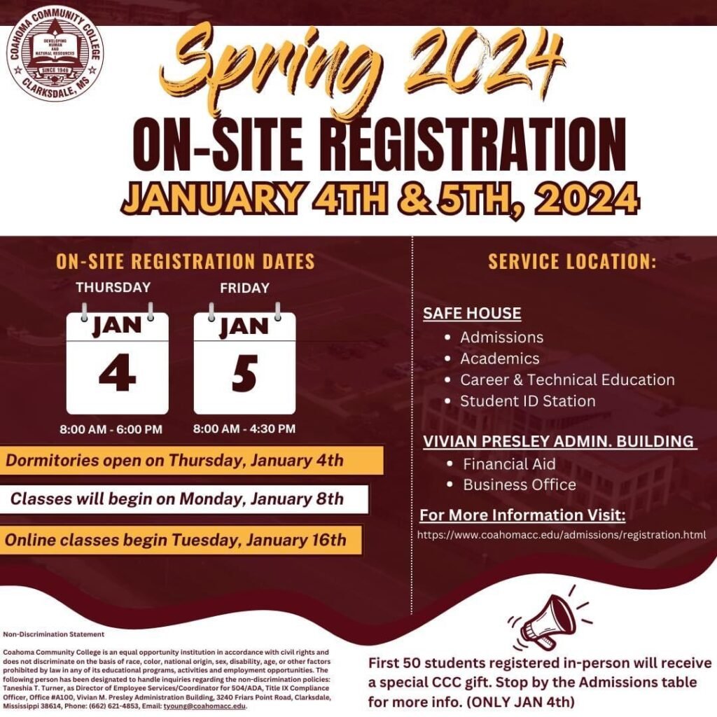 Spring 2024 Registration at Coahoma Community College: Your Gateway to Education