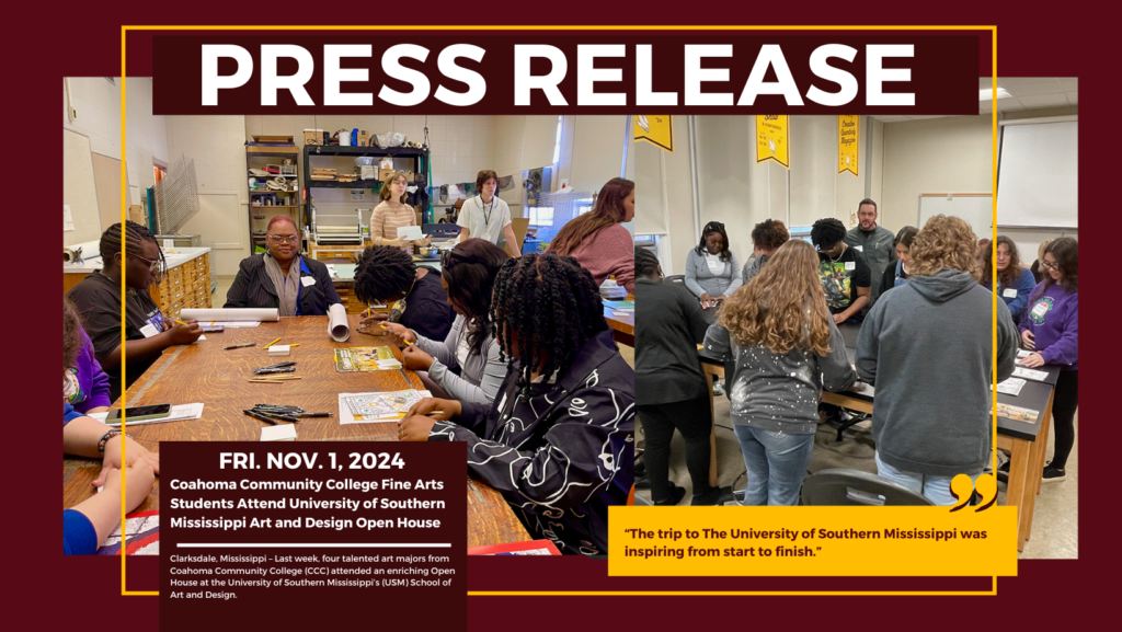 Coahoma Community College Fine Arts Students Attend University of Southern Mississippi Art and Design Open House