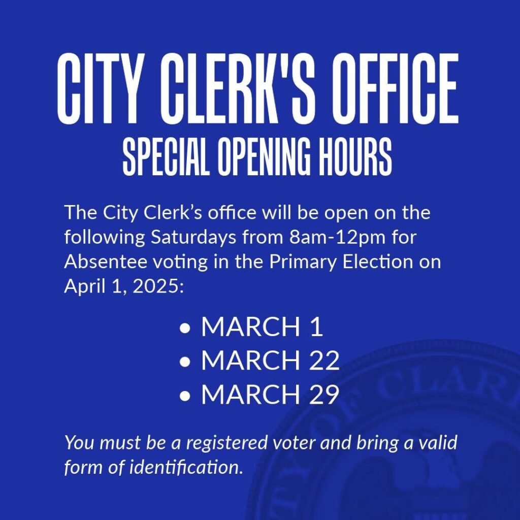 City Clerk’s Office Announces Special Saturday Hours for Absentee Voting