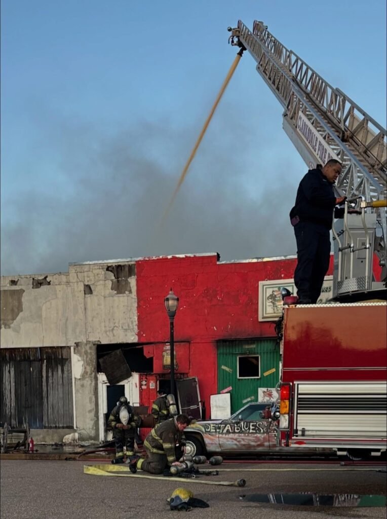 Fire Destroys Two Downtown Clarksdale Buildings, Including Delta Blue Alley Café