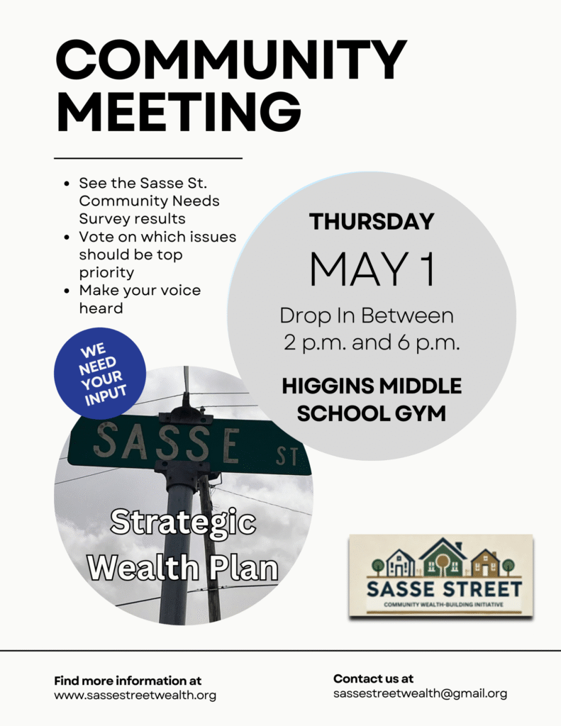 Sasse Street Initiative to Host Community Meeting on May 1