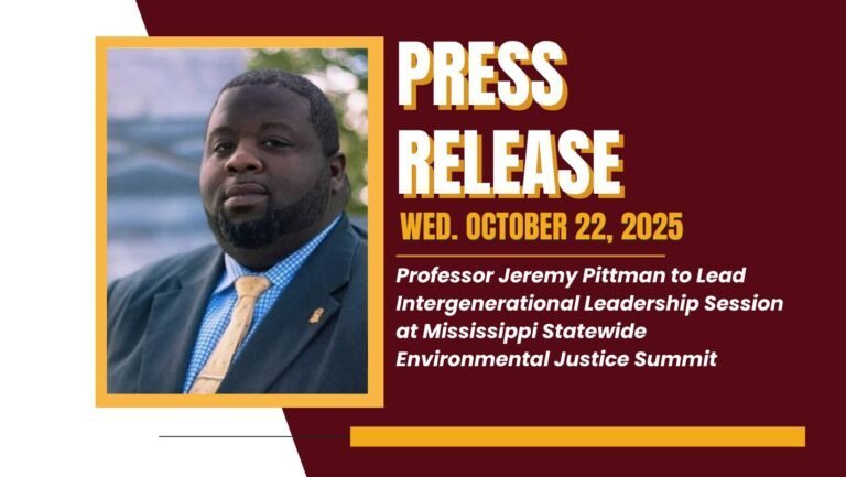 Professor Jeremy Pittman to Lead Intergenerational Leadership Session at Mississippi Statewide Environmental Justice Summit