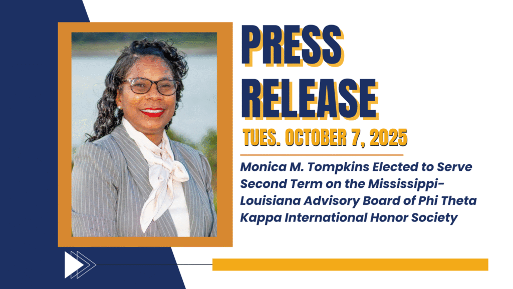 Monica M. Tompkins Elected to Serve Second Term on the Mississippi-Louisiana Advisory Board of Phi Theta Kappa International Honor Society