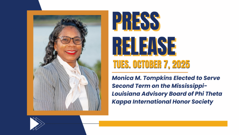 Monica M. Tompkins Elected to Serve Second Term on the Mississippi-Louisiana Advisory Board of Phi Theta Kappa International Honor Society