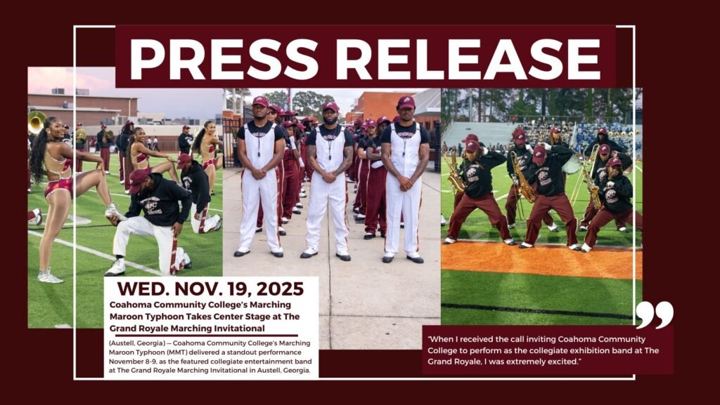 Coahoma Community College’s Marching Maroon Typhoon Takes Center Stage at The Grand Royale Marching Invitational