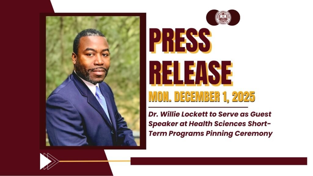 Dr. Willie Lockett to Serve as Guest Speaker at Health Sciences Short-Term Programs Pinning Ceremony
