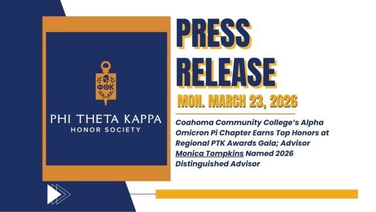 Coahoma Community College’s Alpha Omicron Pi Chapter Earns Top Honors at Regional PTK Awards Gala; Advisor Monica Tompkins Named 2026 Distinguished Advisor